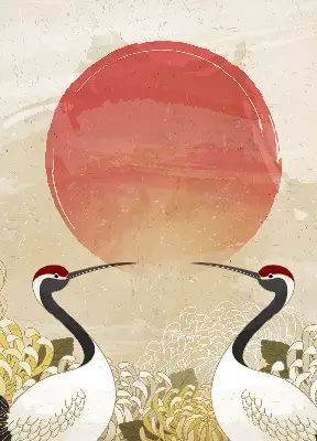 Notranji zatemnilni rolo Žerjavi ob sončnem zahodu