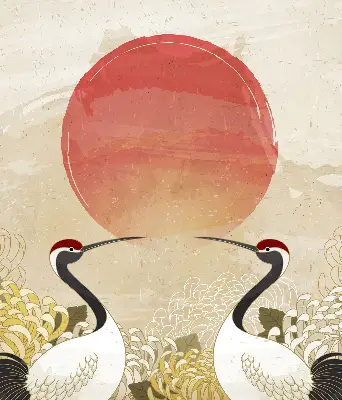Notranji zatemnilni rolo Žerjavi ob sončnem zahodu
