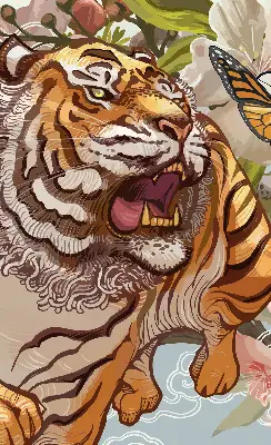 Notranji okenski zatemnilni rolo Tiger v rožah