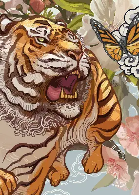 Notranji okenski zatemnilni rolo Tiger v rožah
