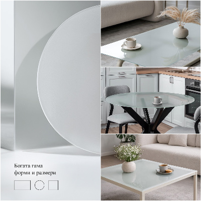 Okrogla steklena mizna plošča Polprosojna