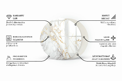 Okrogla steklena mizna plošča z natisom Enotna, elegantna črna barva