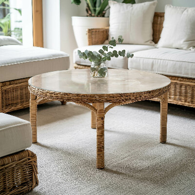 Okrogla steklena mizna plošča Grafična kompozicija marmorja