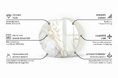 Okrogla steklena mizna plošča Grafična kompozicija marmorja