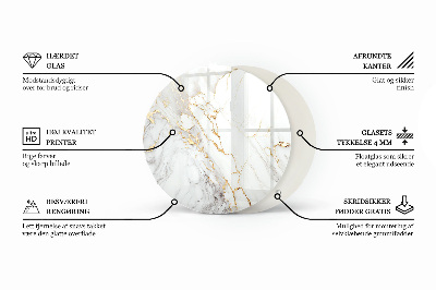 Okrogla steklena mizna plošča Grafična kompozicija marmorja