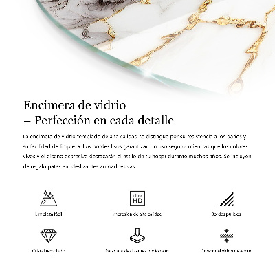 Okrogla steklena mizna plošča z natisom Marmor z nežnimi žilami