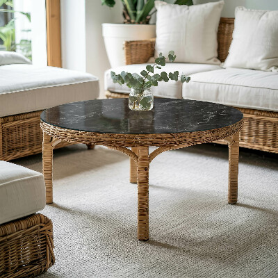 Okrogla steklena mizna plošča z natisom Marmor z nežnimi žilami