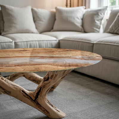 Steklena mizna plošča z natisom Les v harmoniji s smolo