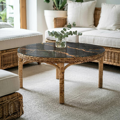 Okrogla steklena mizna plošča Marmorne žile v dizajnu