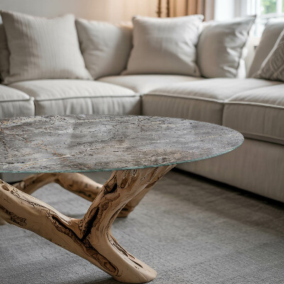 Okrogla steklena mizna plošča Stišen marmorni vzorec