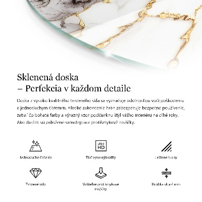 Okrogla steklena mizna plošča Stišen marmorni vzorec