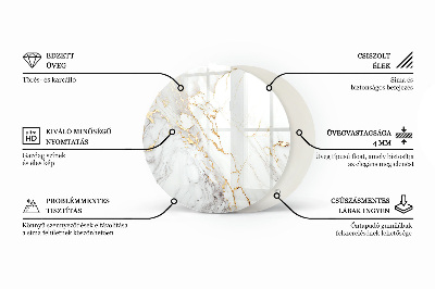 Okrogla steklena mizna plošča z natisom Vzorec, ki posnema marmor