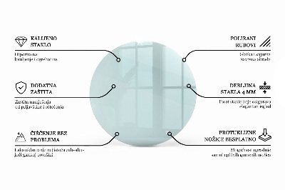 Okrogla steklena mizna plošča prozorna