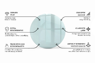 Okrogla steklena mizna plošča prozorna