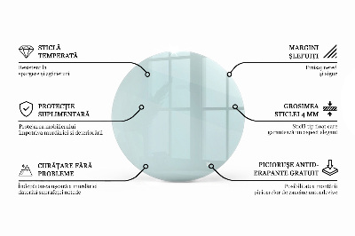 Okrogla steklena mizna plošča prozorna
