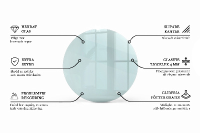 Okrogla steklena mizna plošča prozorna