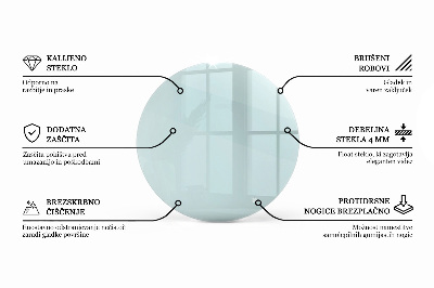 Okrogla steklena mizna plošča prozorna