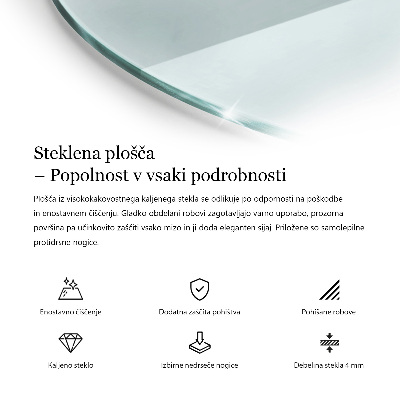 Okrogla steklena mizna plošča prozorna