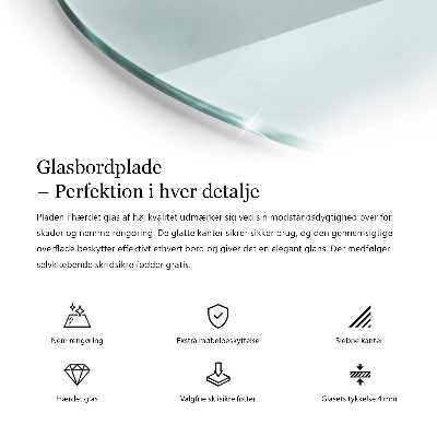 Okrogla steklena mizna plošča prozorna