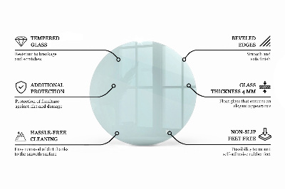 Okrogla steklena mizna plošča prozorna