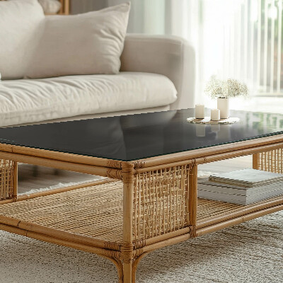 Pravokotna steklena mizna plošča z natisom Enotna elegantna črna barva