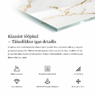 Pravokotna steklena mizna plošča Grafična kompozicija marmorja