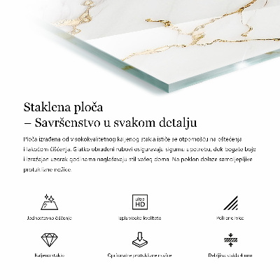 Pravokotna steklena mizna plošča Grafična kompozicija marmorja