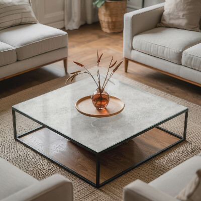 Pravokotna steklena mizna plošča z natisom Praskine na betonski površini