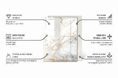 Pravokotna steklena mizna plošča z natisom Praskine na betonski površini