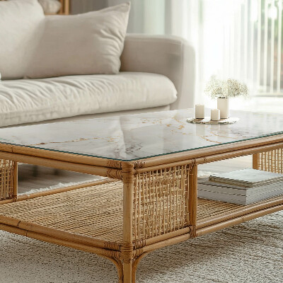 Pravokotna steklena mizna plošča z natisom Nežne marmorne žile