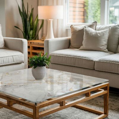 Pravokotna steklena mizna plošča z natisom Nežne marmorne žile