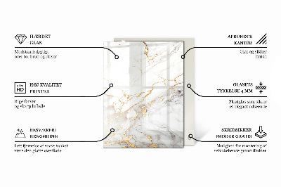 Pravokotna steklena mizna plošča z natisom Nežne marmorne žile