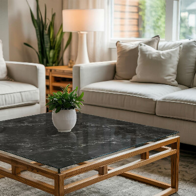 Pravokotna steklena mizna plošča z natisom Marmor z nežnimi žilami