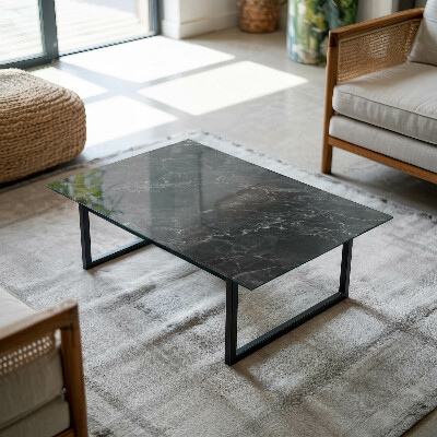 Pravokotna steklena mizna plošča z natisom Marmor z nežnimi žilami