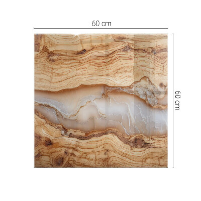 Dekorativna steklena mizna plošča z natisom Les v harmoniji s smolo