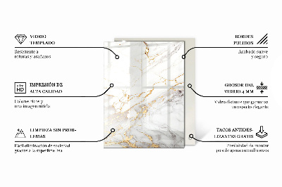 Pravokotna steklena mizna plošča Stišen marmorni vzorec