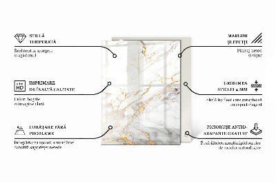 Pravokotna steklena mizna plošča Stišen marmorni vzorec