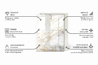 Pravokotna steklena mizna plošča z natisom Vzorec, ki posnema marmor