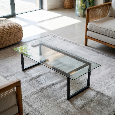 Pravokotna steklena mizna plošča prozorna