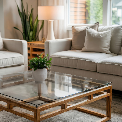 Pravokotna steklena mizna plošča prozorna