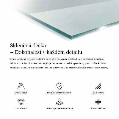 Pravokotna steklena mizna plošča prozorna