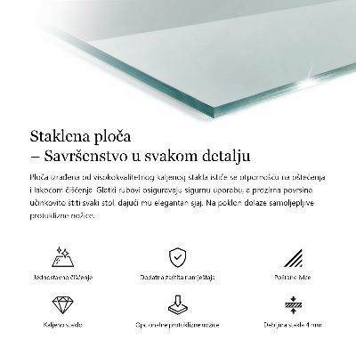 Pravokotna steklena mizna plošča prozorna