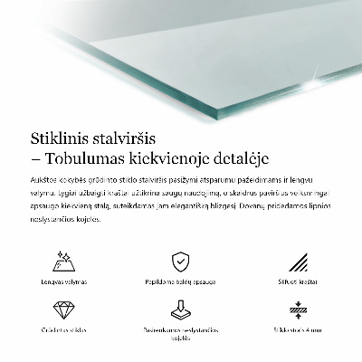 Pravokotna steklena mizna plošča prozorna