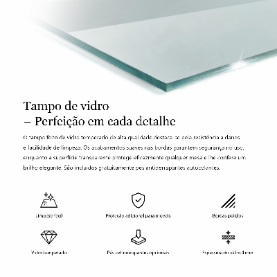 Pravokotna steklena mizna plošča prozorna