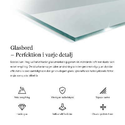 Pravokotna steklena mizna plošča prozorna