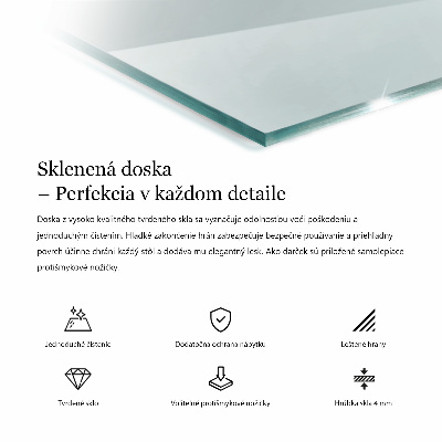 Pravokotna steklena mizna plošča prozorna