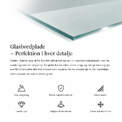 Pravokotna steklena mizna plošča prozorna