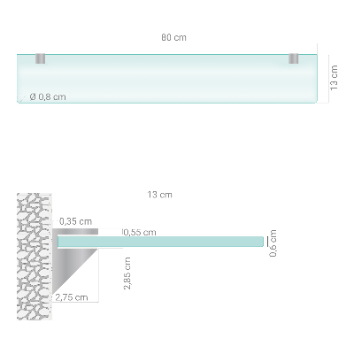 Steklena polica za kopalnico Polprosojna