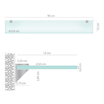 Steklena polica za kopalnico Polprosojna