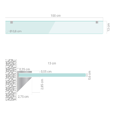 Steklena polica za kopalnico Polprosojna